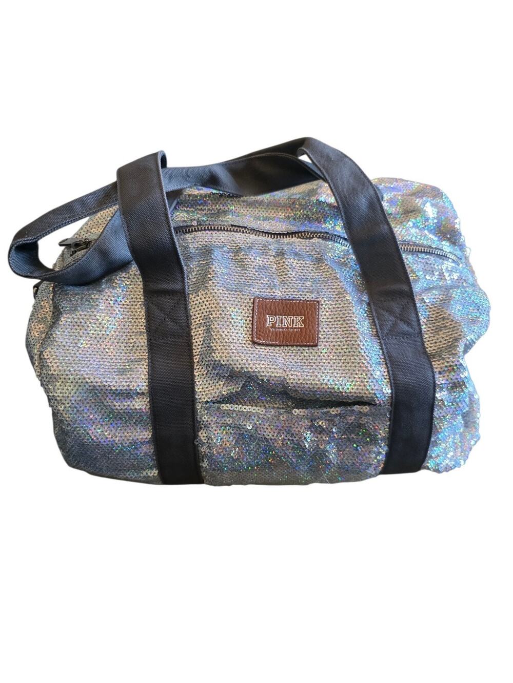Victoria’s Secret pink holographic sequin duffel bag Overnight